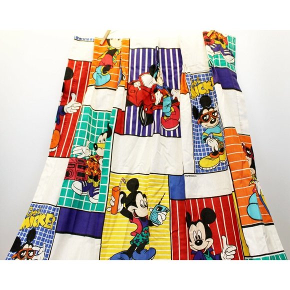 2 VTG 80s 90s "Cool Mickey" Disney Mickey Mouse Curtain Panels HTF Boombox Car - Picture 2 of 9